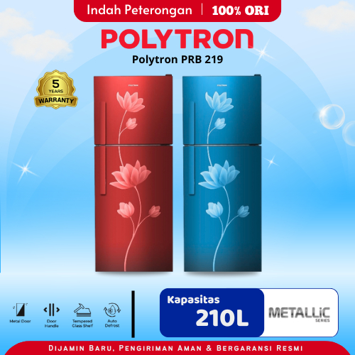 LEMARI ES POLYTRON PRB-219R / LEMARI PENDINGIN/KULKAS POLYTRON 2 PINTU/REFRIGERATOR / Lemari Es Jomb