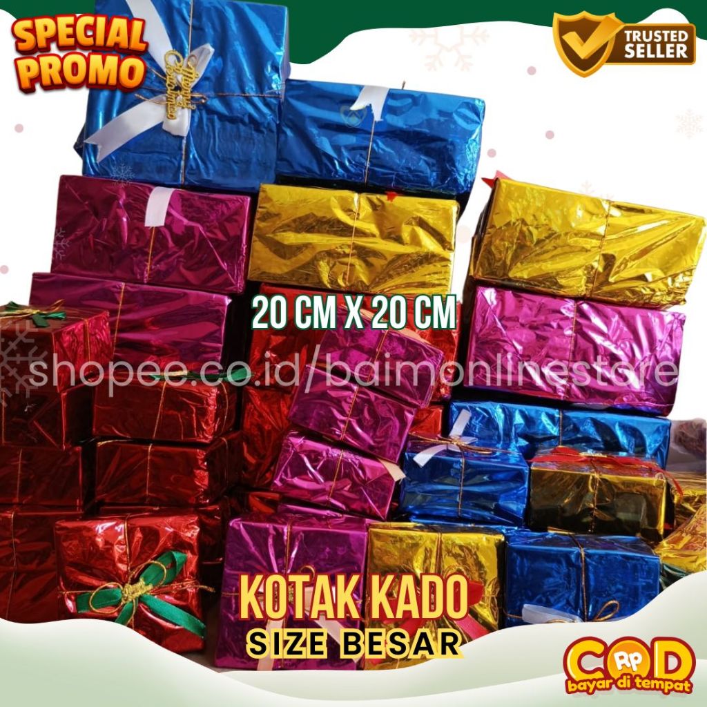 Miniatur Kotak Kado Natal | Dekorasi Pohon Natal Ukuran Kecil, Sedang & Besar | Warna Meriah
