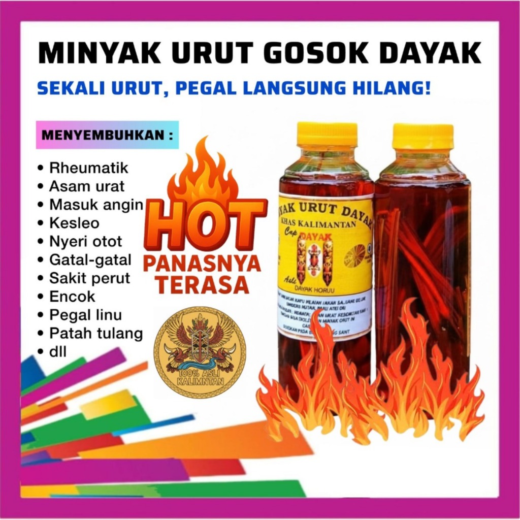 Minyak Urut Dayak Asli Kalimantan Asli 100% – Minyak Patah Tulang Asli Dayak Gosok Oles Pijat