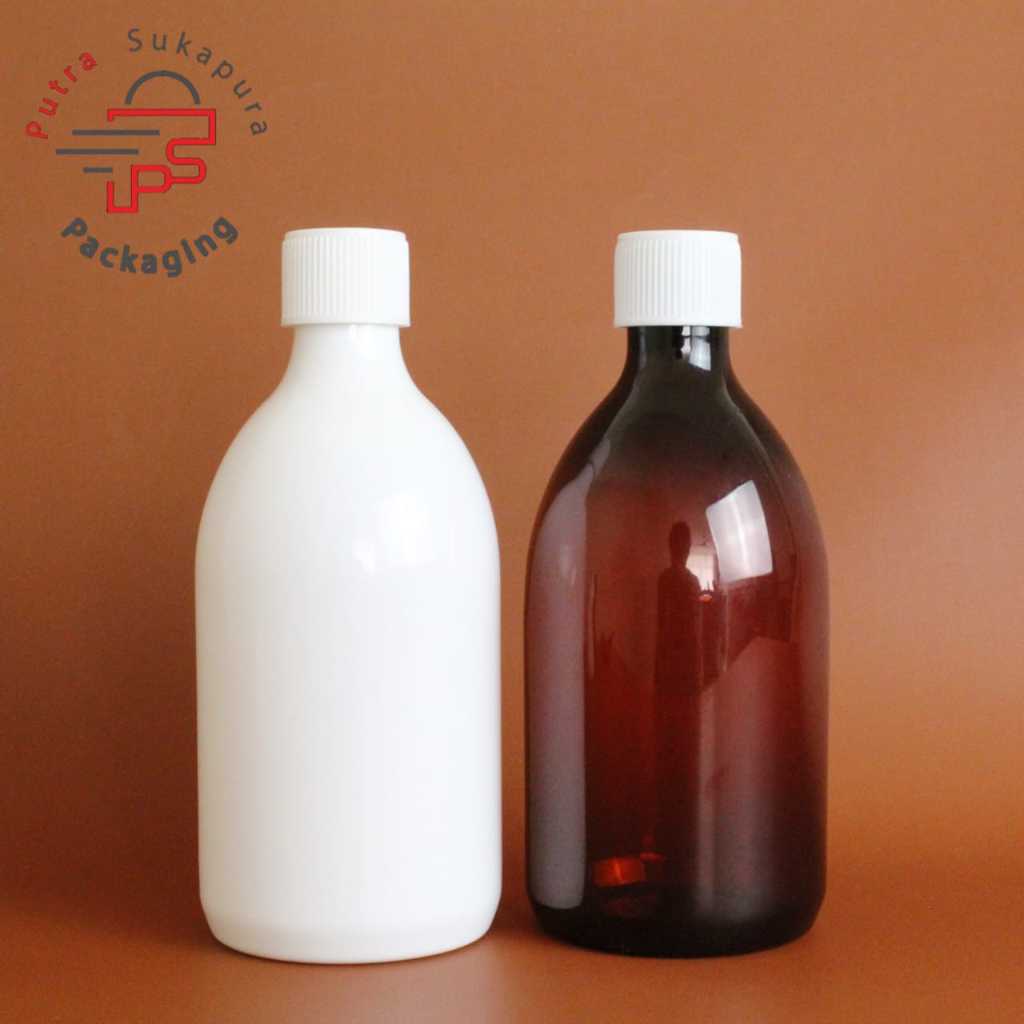 Botol ulir 300ml oval / botol uril 300ml oval ulir neck 24 plastik putih