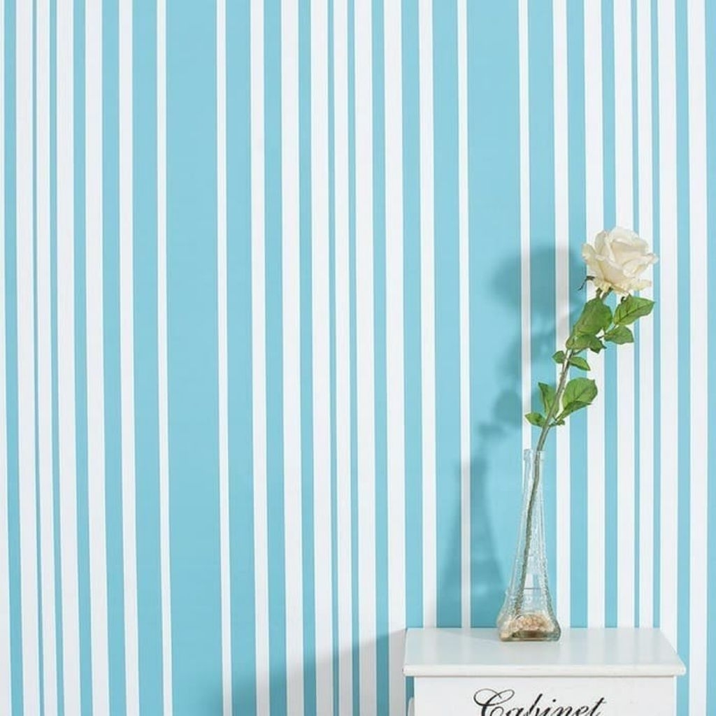 Wallpaper dinding 1kg 1 roll motif garis biru