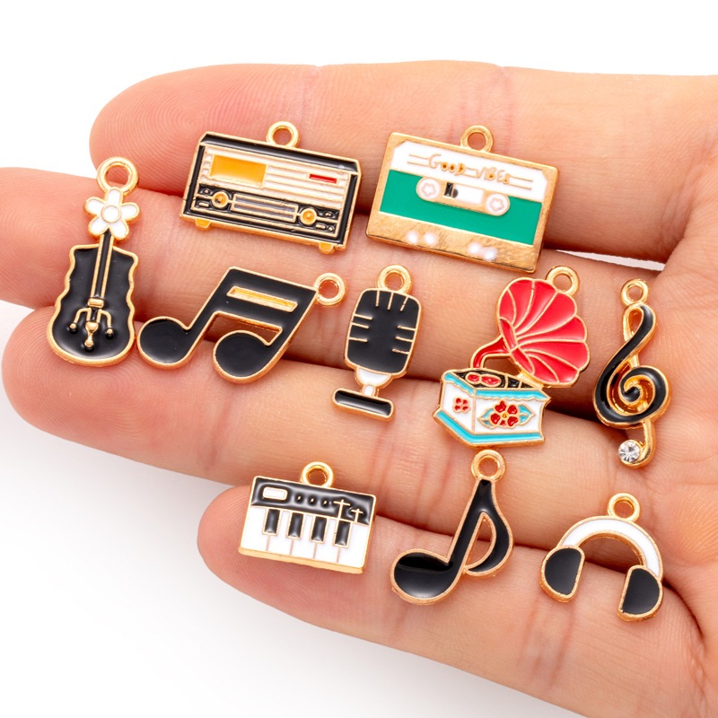 20/10Pcs Charm Enamel Nada Not Balok Musik Music Melody Bandul Liontin Pendant Aksesoris