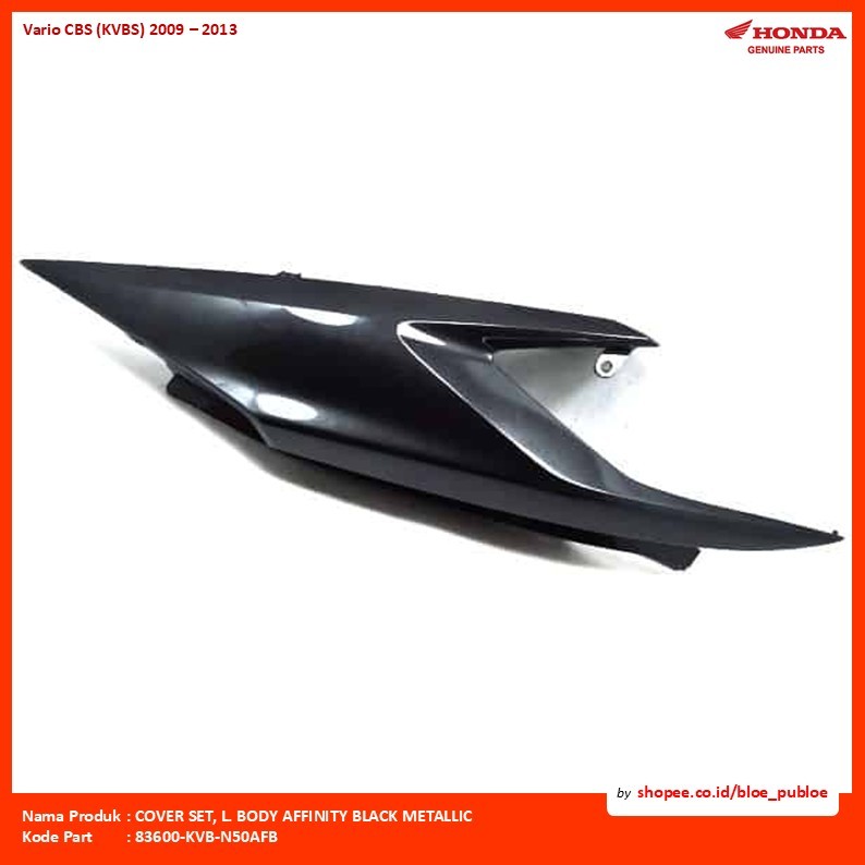 Cover Body Kiri Hitam Metalik Honda Vario 110 Techno A/COVER SET, L. BODY AFFINITY BLACK METALLIC/83