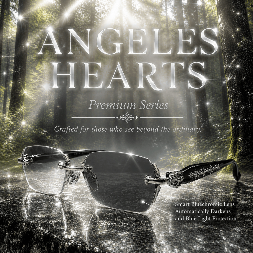 Hype Vision - Kacamata Rimless Bluechromic ANGELES HEARTS HV-89368 Pria Wanita Keren Fashion Chrome