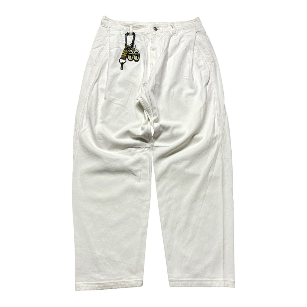 Coor curved wide denim pants white
