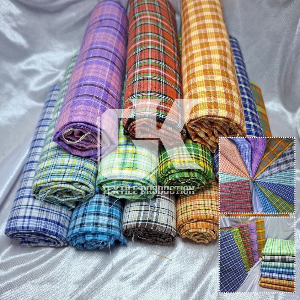 Kain Kotak Kotak Meteran Yardyed Katun Bahan Kain Seragam Kotak/Kain motif seragaman baru