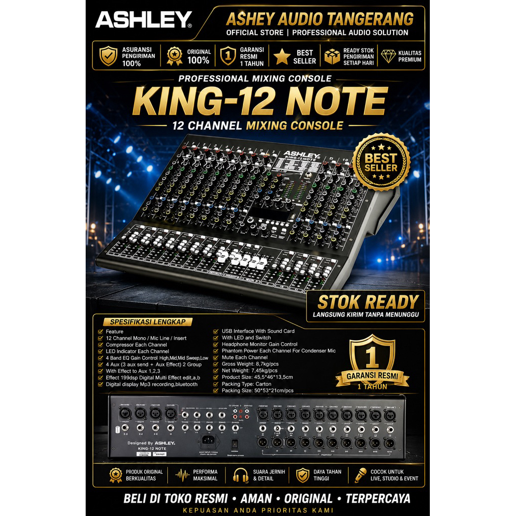 MIXER ASHLEY 12 CHANNEL KING12NOTE KING 12NOTE ORIGINAL BERGARANSI RESMI ASHLEY