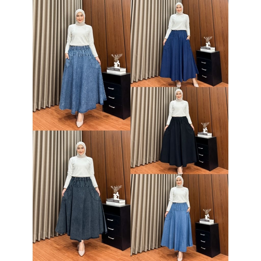 rok jens lebar payung jumbo, rok jens jumbo , rok lebar payung jumbo, rok jens payung, rok jumbo jen