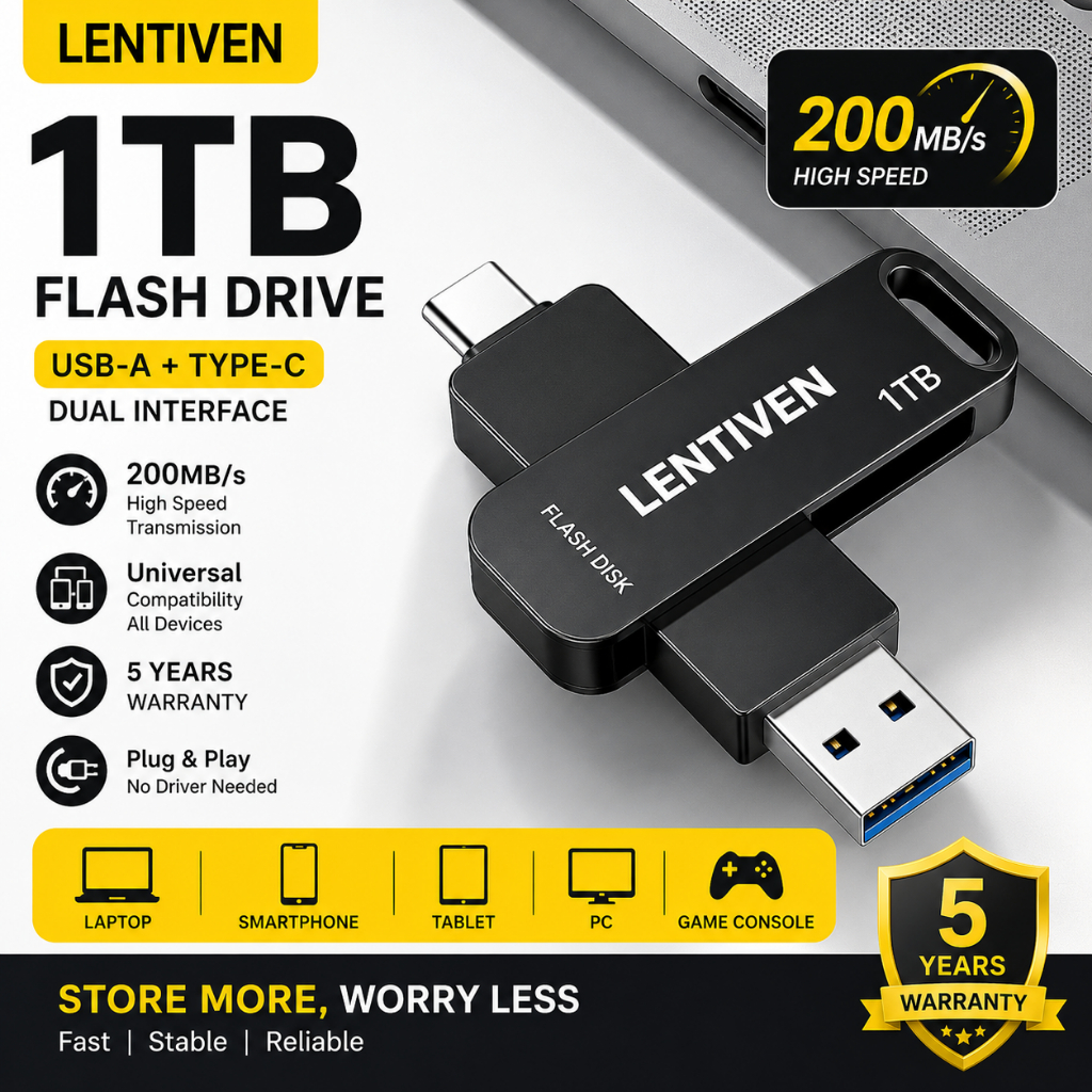 LENTIVEN Flash Drive Type-c HP 256GB 512GB 1 TB OTG Flashdisk High Speed USB 3.0 Flash Drive Flash D