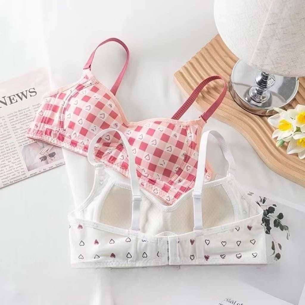 BH Renda Wanita Seamless Sexy Full Cup Tanpa Kawat Tali motif Lucu