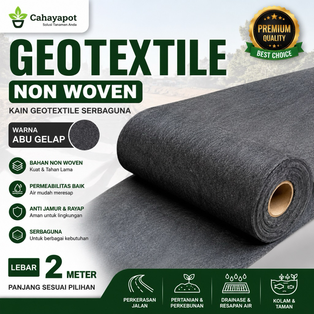 Geotextile Non Woven 150 GSM 2x1 Meter | Kain Geotekstil Drainase Resapan Air Alas Batu Taman Landsc