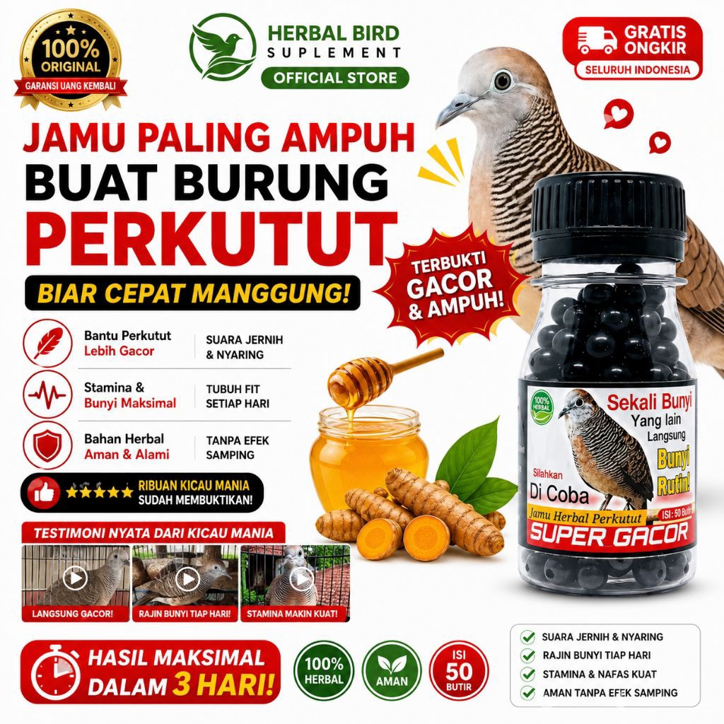 PROMO  ISI 100 BUTIR JAMU PERKUTUT SUPER GACOR obat gacor perkutut full kerot cepat bunyi anti macet