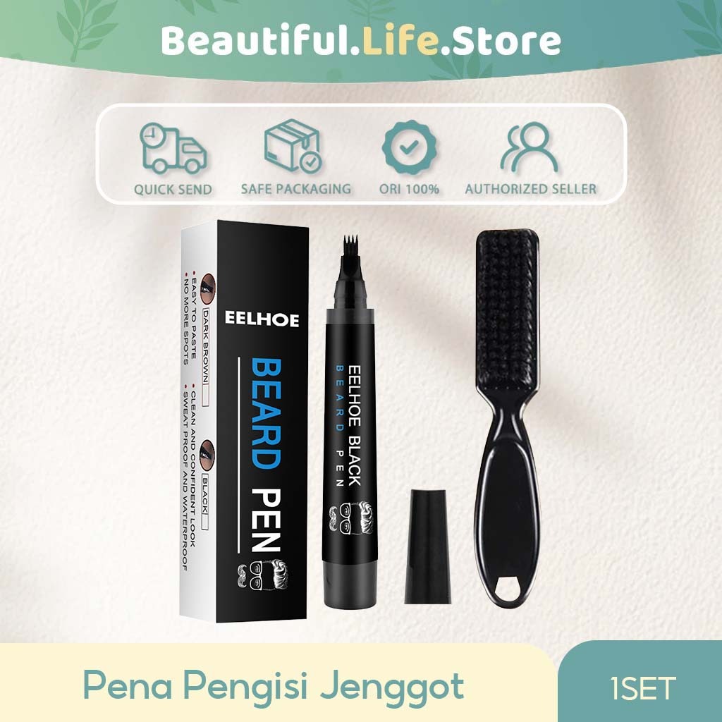 EELHOE Beard Pen/Pena Pengisi Jenggot/Beard Filling Pen Kit / Pena Jenggot 4-Tip / Jenggot Filler Pe