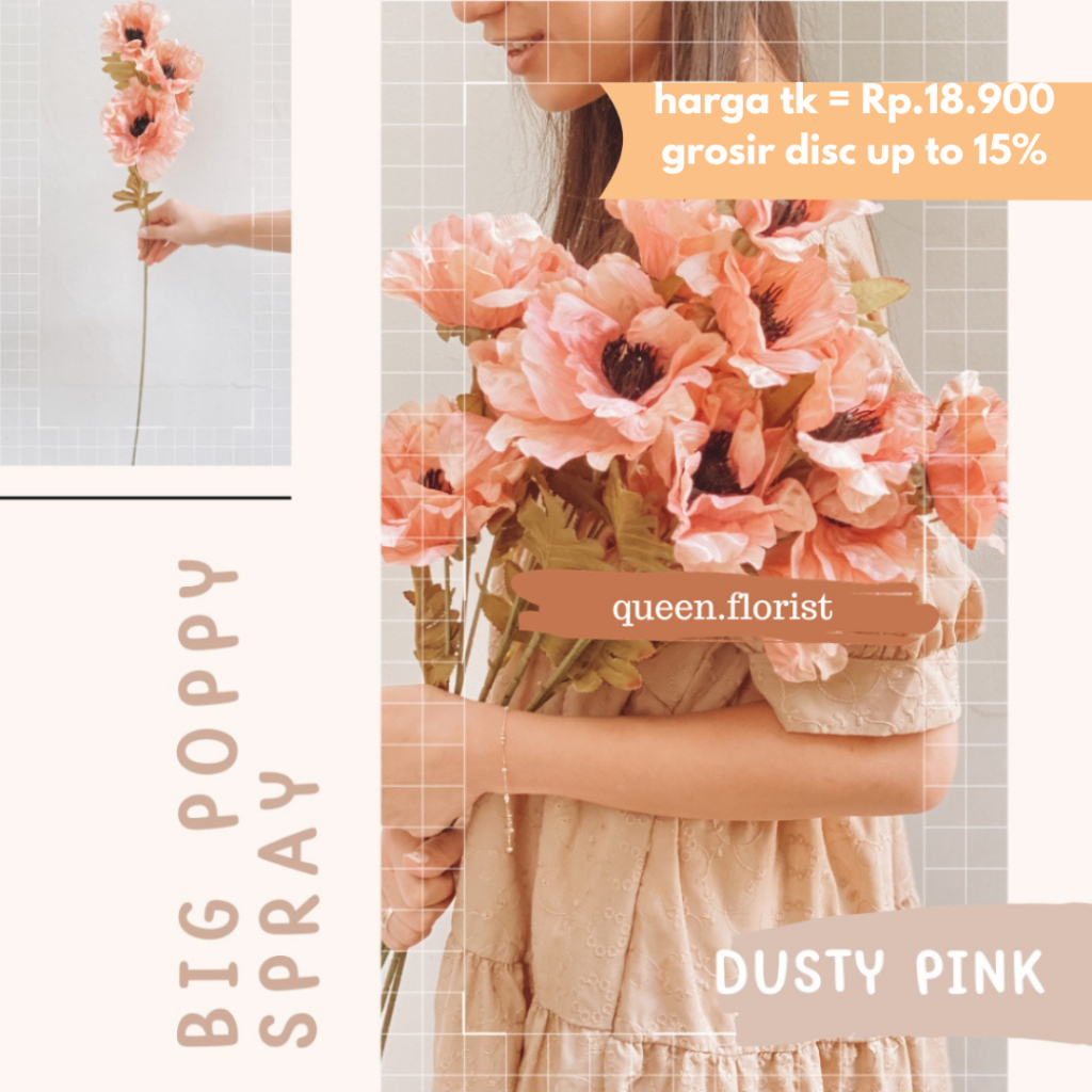BIG POPPY FLOWER SPRAY BUNGA POPPY ARTIFICIAL FLOWER BUNGA CORN POPPY PALSU BUNGA HIAS BUKET DEKORAS