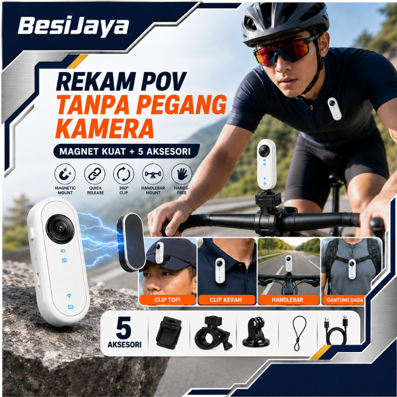 C3 Kamera Aksi Mini 1080P – Action Camera Motor 4K Style, WiFi Real-Time, Anti Guncang EIS, Baterai 