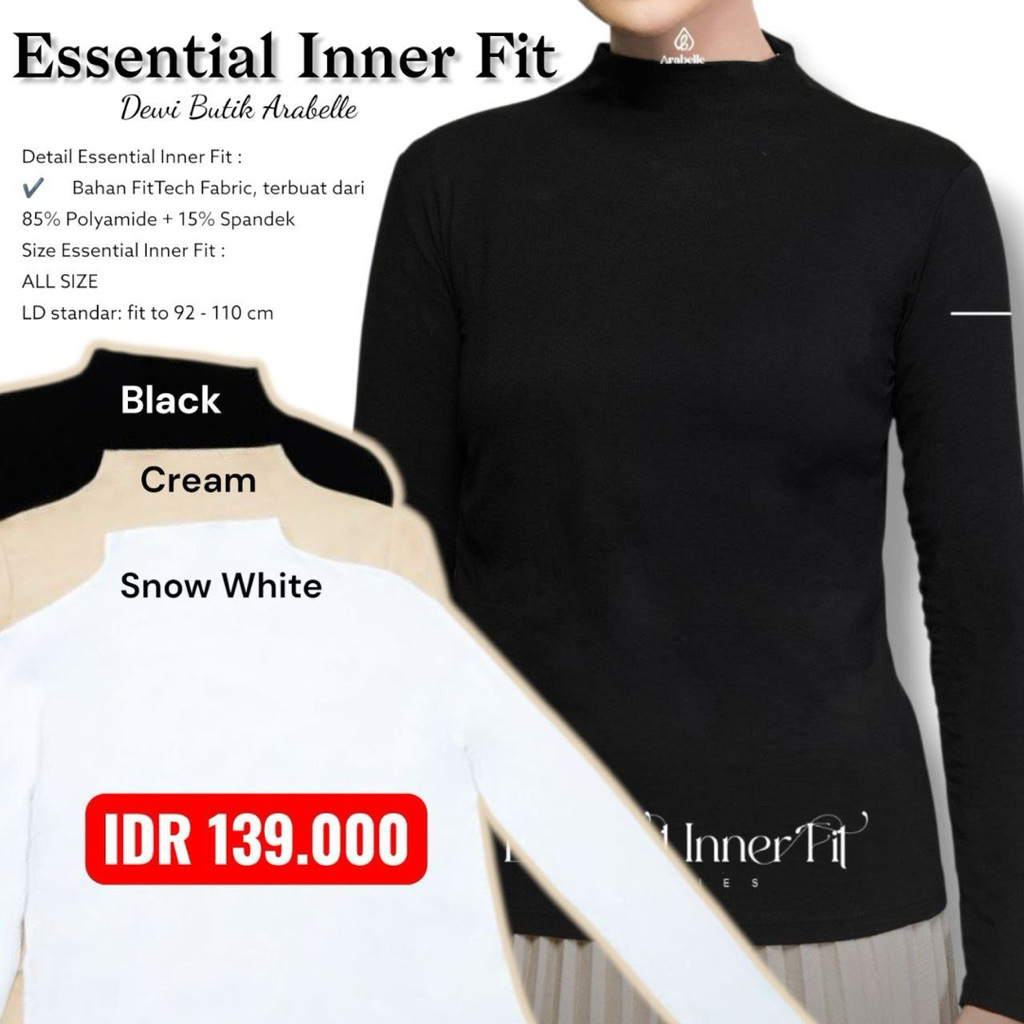 ARABELLE SCARF INNER INNER FIT PREMIUM MANSET WANITA DAN LAKI LAKI MATT FITTECH FABRIC ORIGINAL BY A