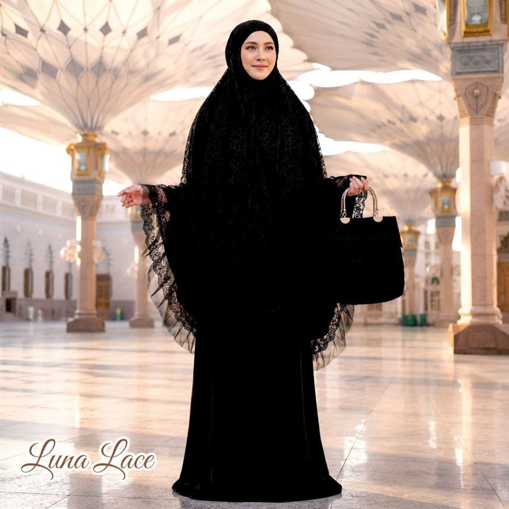 MUKENA LINA LACE BAHAN LACE BRUKAT PREMIUM
