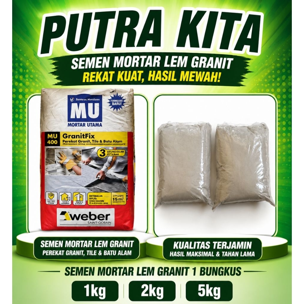 semen instan Mortar MU400 Lem granit repack 1kg, 2kg, 5kg