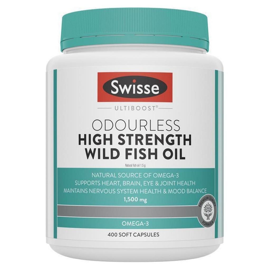 Swisse Ultiboost Odourless Wild Fish Oil 1500mg Super High Strength 1500 mg 400 Capsules kapsul