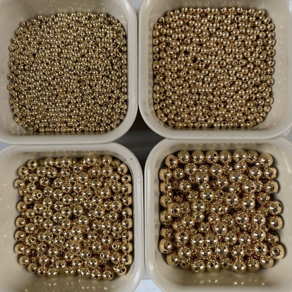 GROSIR Pack Besar Bulat Beads CCB Light Gold Kilap