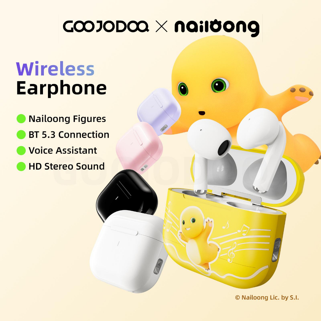 GOOJODOQ × nailoong J201 Earphone bluetooth TWS-A6 pro Earphone Nirkabel Headset Bluetooth 5.3