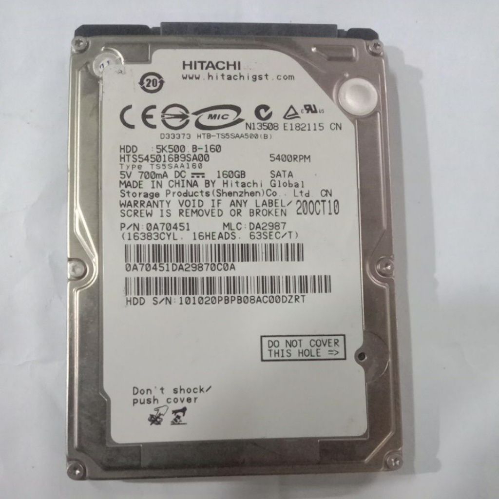 harddisk hdd internal Hitachi kapasitas 160 GB rpm 5400 laptop