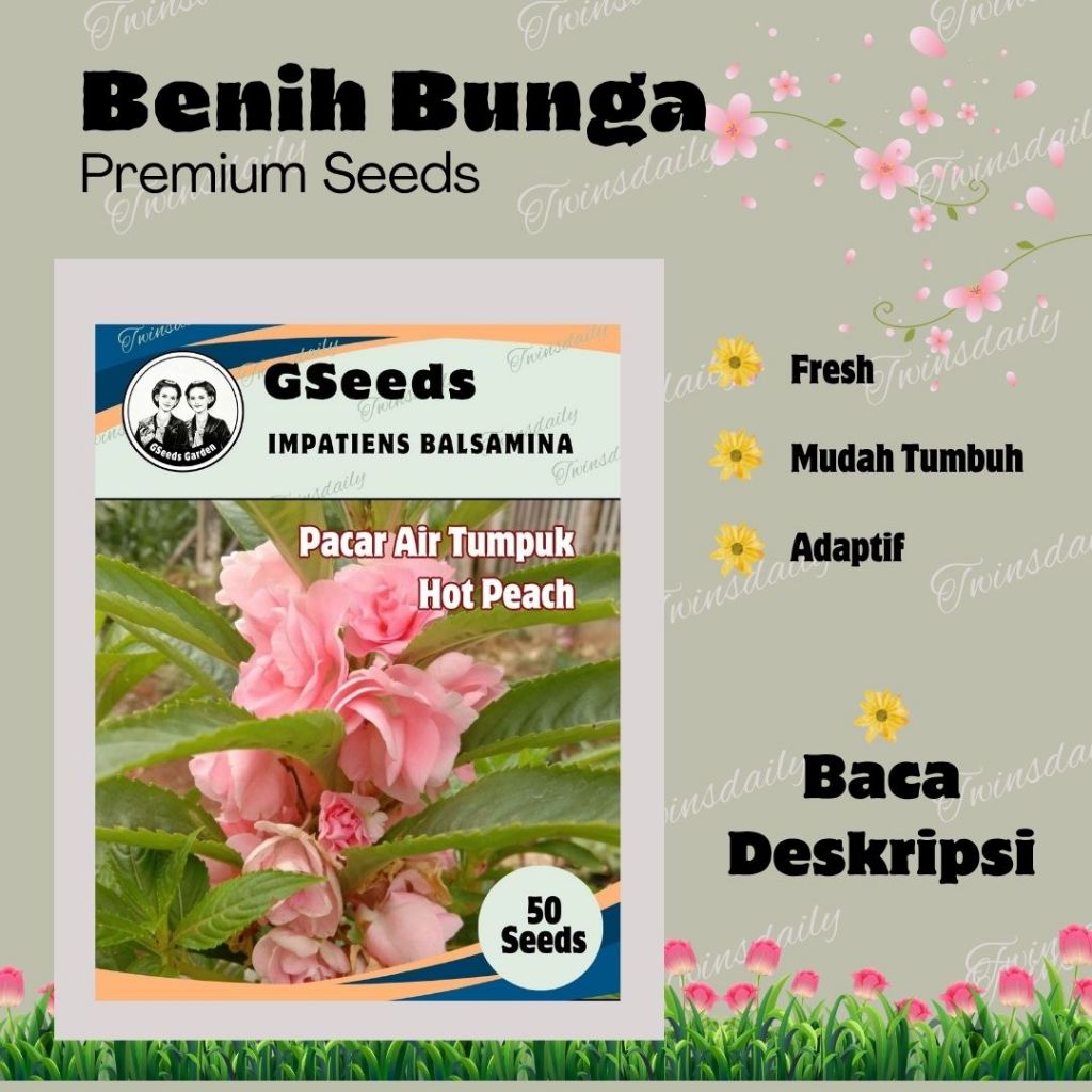 Bunga Pacar Air Tumpuk Hot Peach