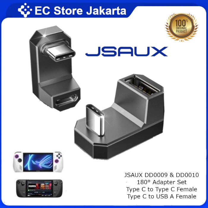 JSAUX DD0009 Adapter 180° USB Type C to Type C Female Aksesoris Untuk ROG Ally / Steam Deck