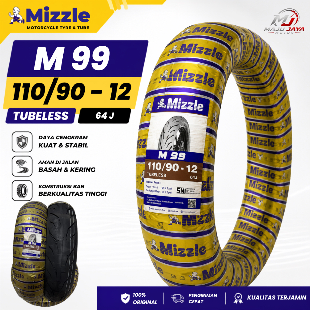BAN MOTOR MIZZLE RING 12 100/90 110/90 - MIZZLE M99 TUBELESS SCOPPY DONAT - NYAMAN UNTUK SEGALA CUAC