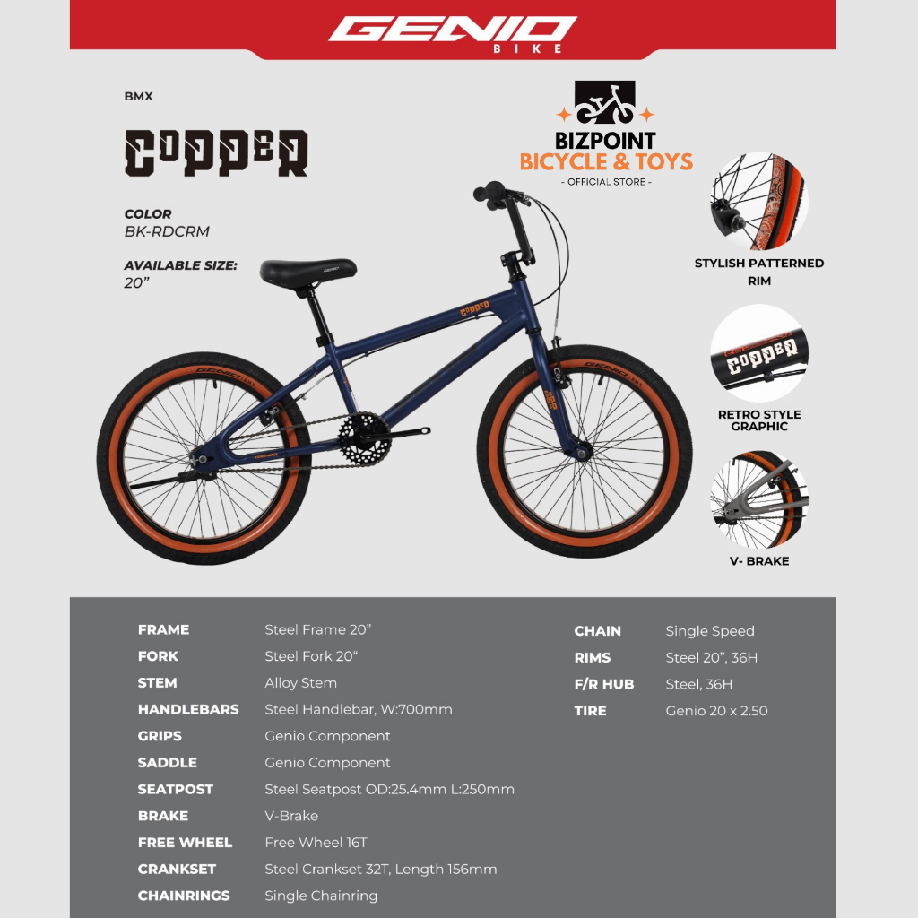 Bmx 20 genio copper gx 33 bmx freestyle by UNITED - BLACK RED
