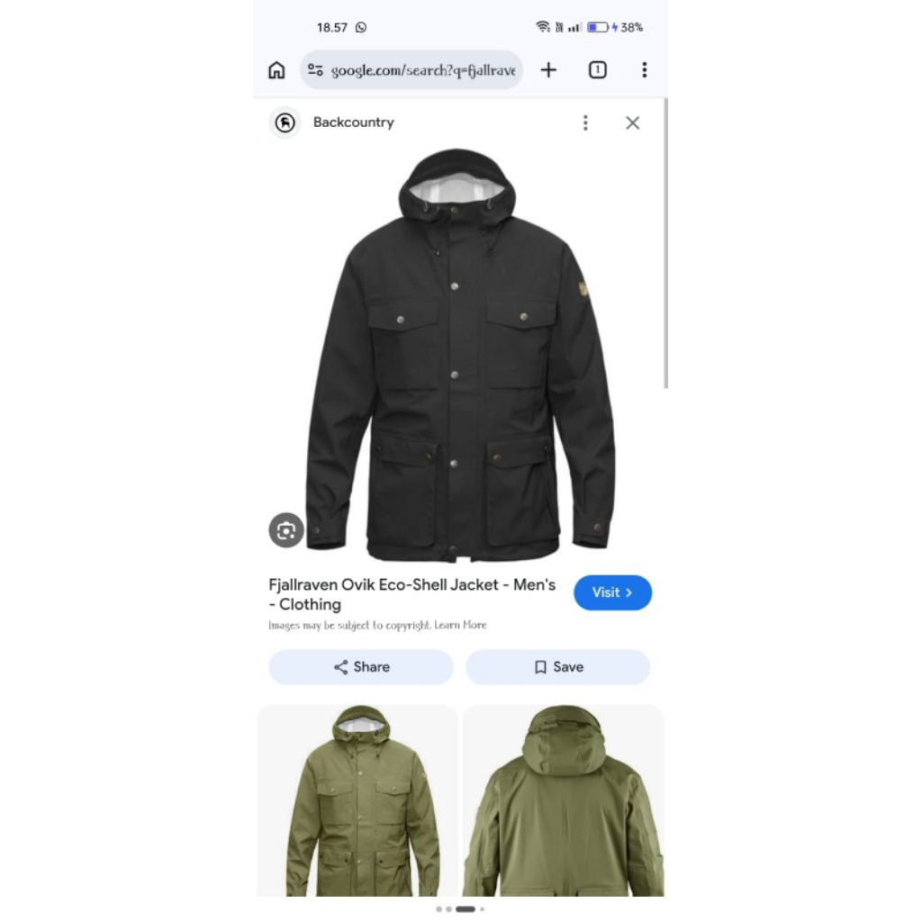 Fjallraven Ovik eco shell Jacket bukan kab fjallraven g1000