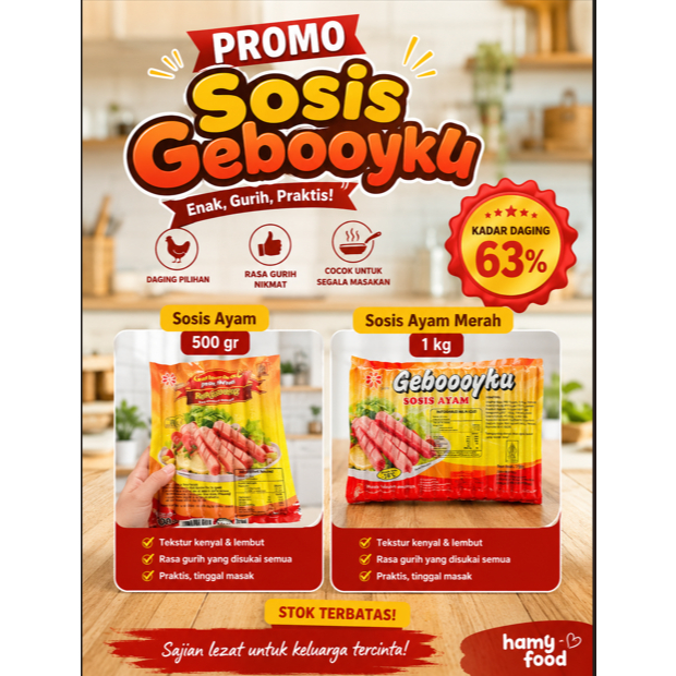 SOSIS AYAM GEBOYKU // SOSIS AYAM GEBOYKU 500gr / 1kg UNTUK AREA JATIM