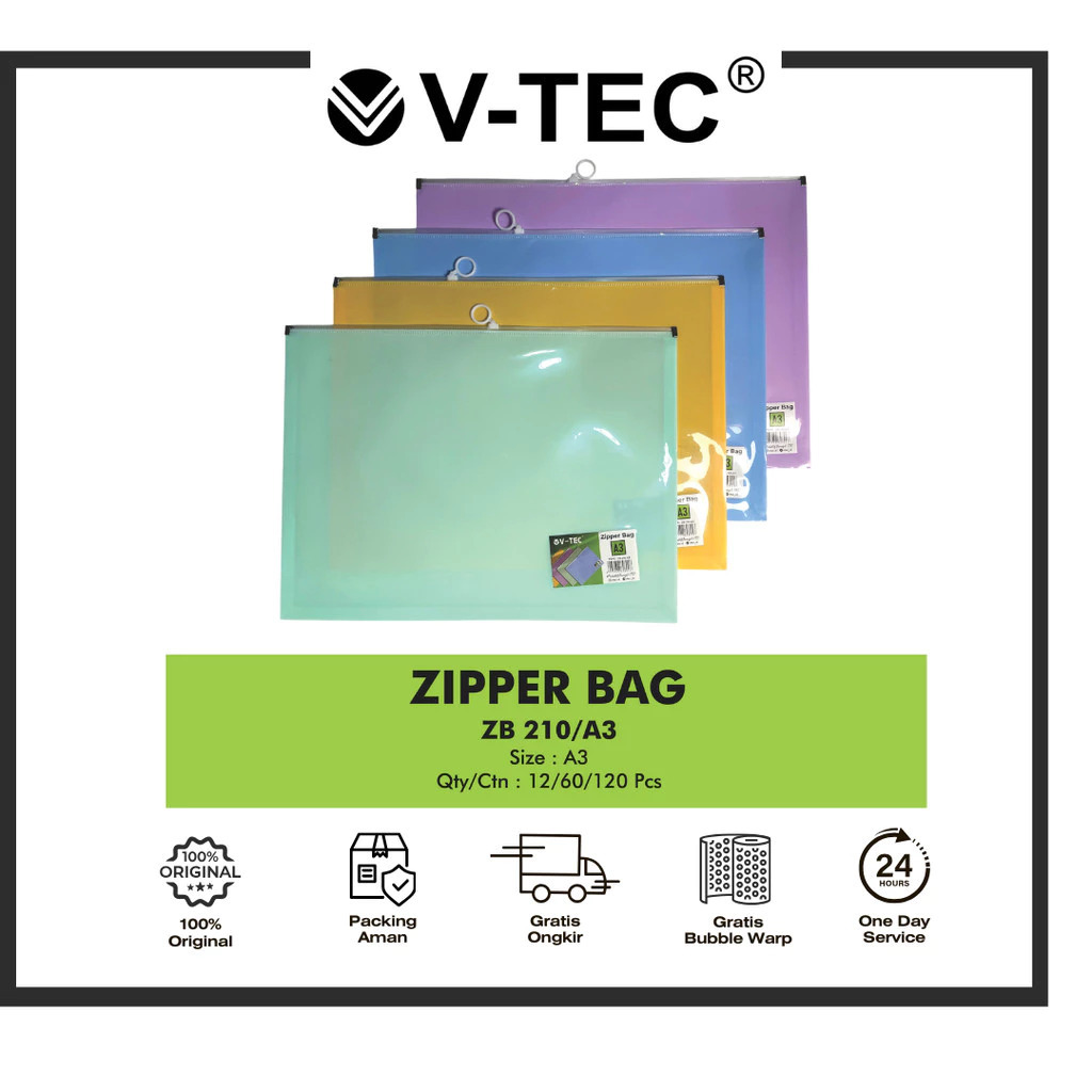Zipper Bag Pastel A3 ZB-210/A3 - Alat Tulis Senang