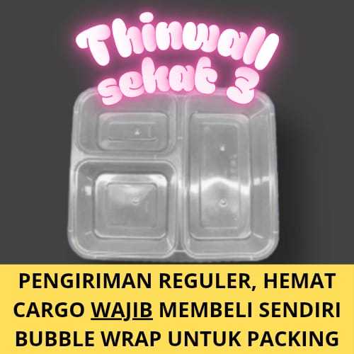 Promo THINWALL VICTORY Bento 3 Sekat Tempat Makan Plastik [25pcs]