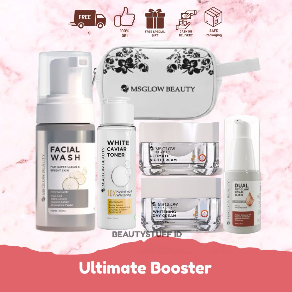 (ISI 5) MS GLOW ULTIMATE Free Serum Elixir - MS GLOW PAKET WAJAH ULTIMATE - PAKET ULTIMATE KEMASAN B