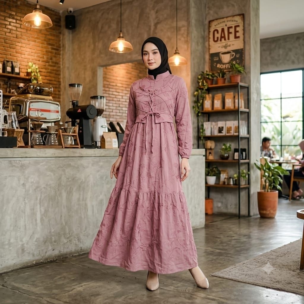 OutfitbyMeta Almira dress katun bordir premium gamis bordir mewah gamis daily kondangan