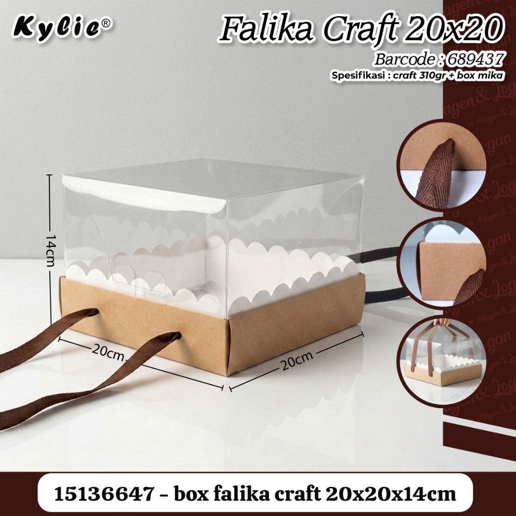 Box Falika Craft 20x20x14cm box kue craft packaging kue