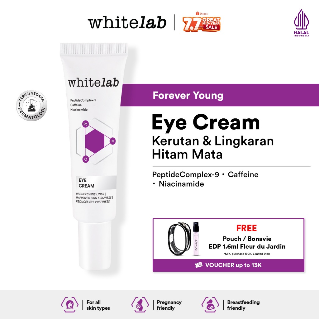 Whitelab Eye Cream - Krim Mata Atasi Kerutan, Garis Halus, Kantung Mata, dan Mata Panda dengan Pepti