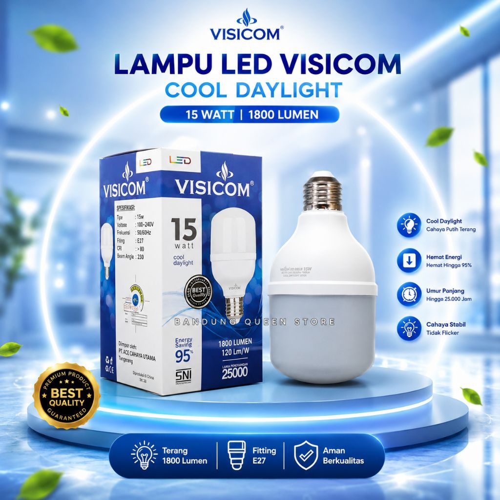 Lampu LED VISICOM 15 Watt T-bulb 6500K SNI