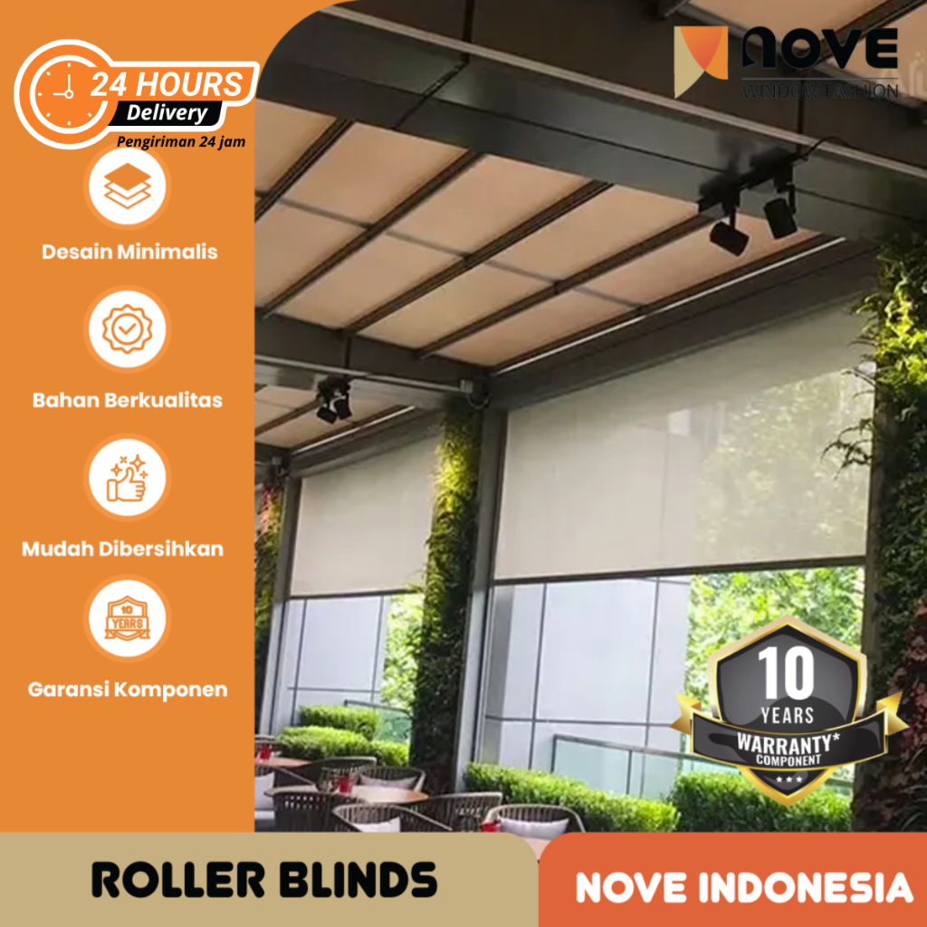 Nove - Roller Blind Outdoor Sunscreen - Ukuran Custom