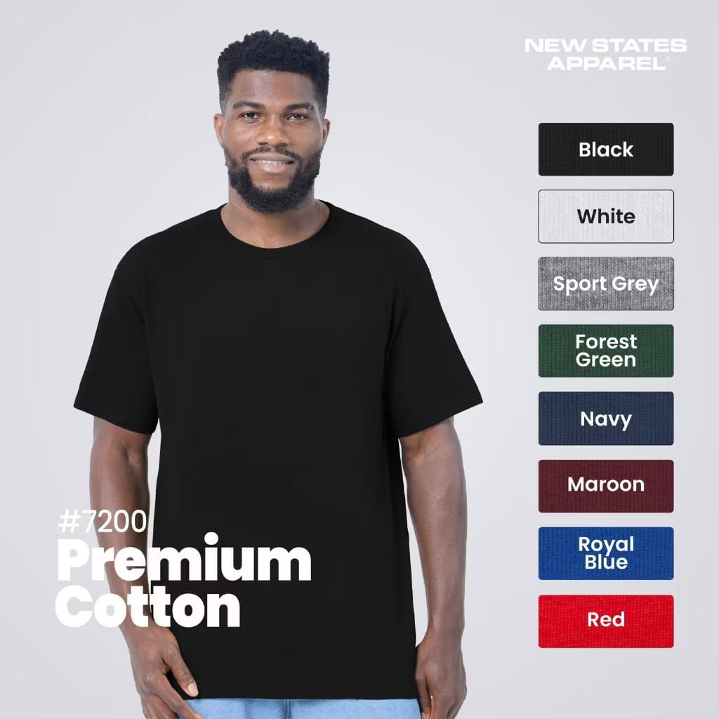 Mall Ori ​New States Apparel Premium Cotton 7200 - (24 S)  Short Sleeve KAOS POLOS NSA PREMIUM New S
