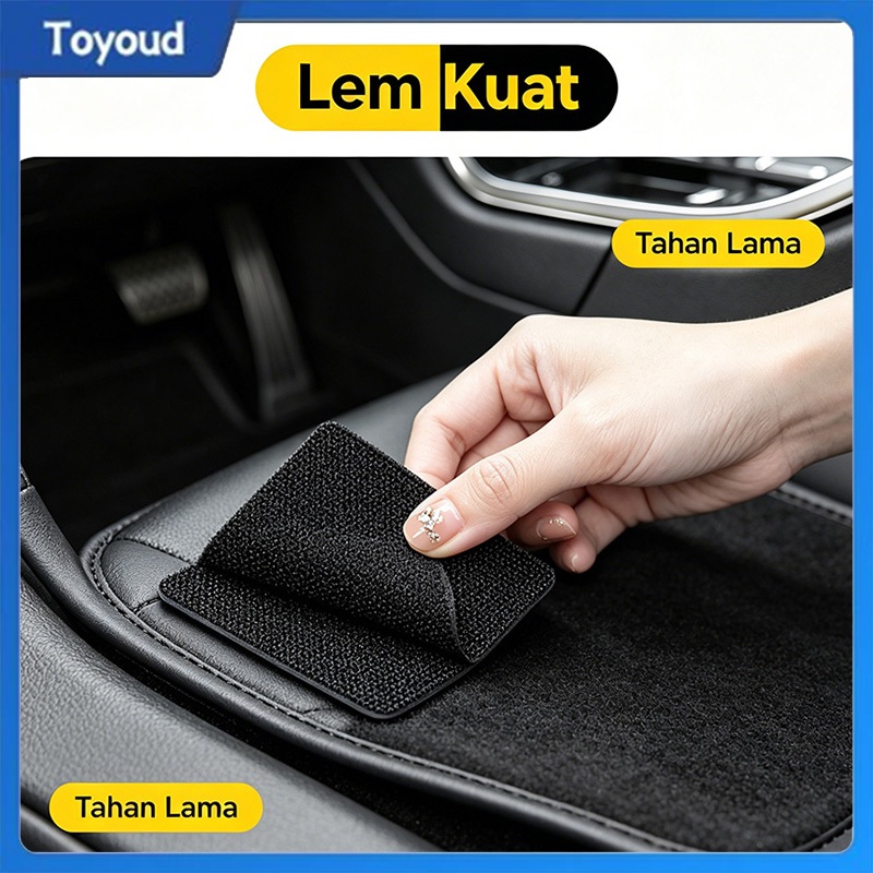 Toyoud Velcro Karpet Mobil 10Set Persegi 5x5cm Daya Rekat Super Lengket Anti Selip Tahan Beban 20kg 
