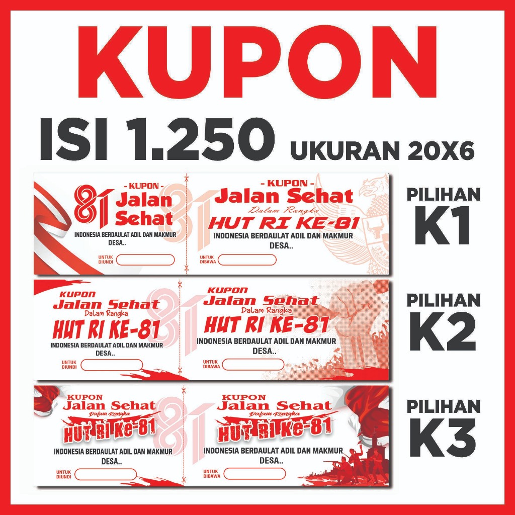 Cetak kupon jalan sehat undian