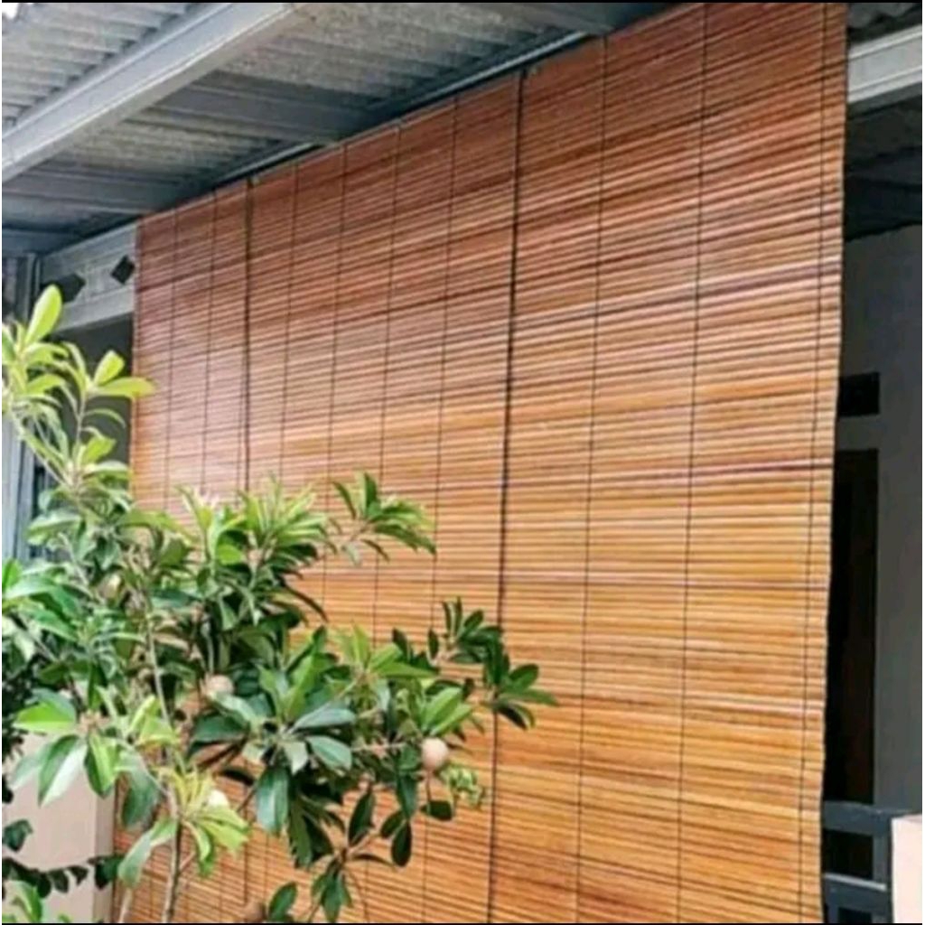 Tirai bambu vernis plitur 3m x 3m