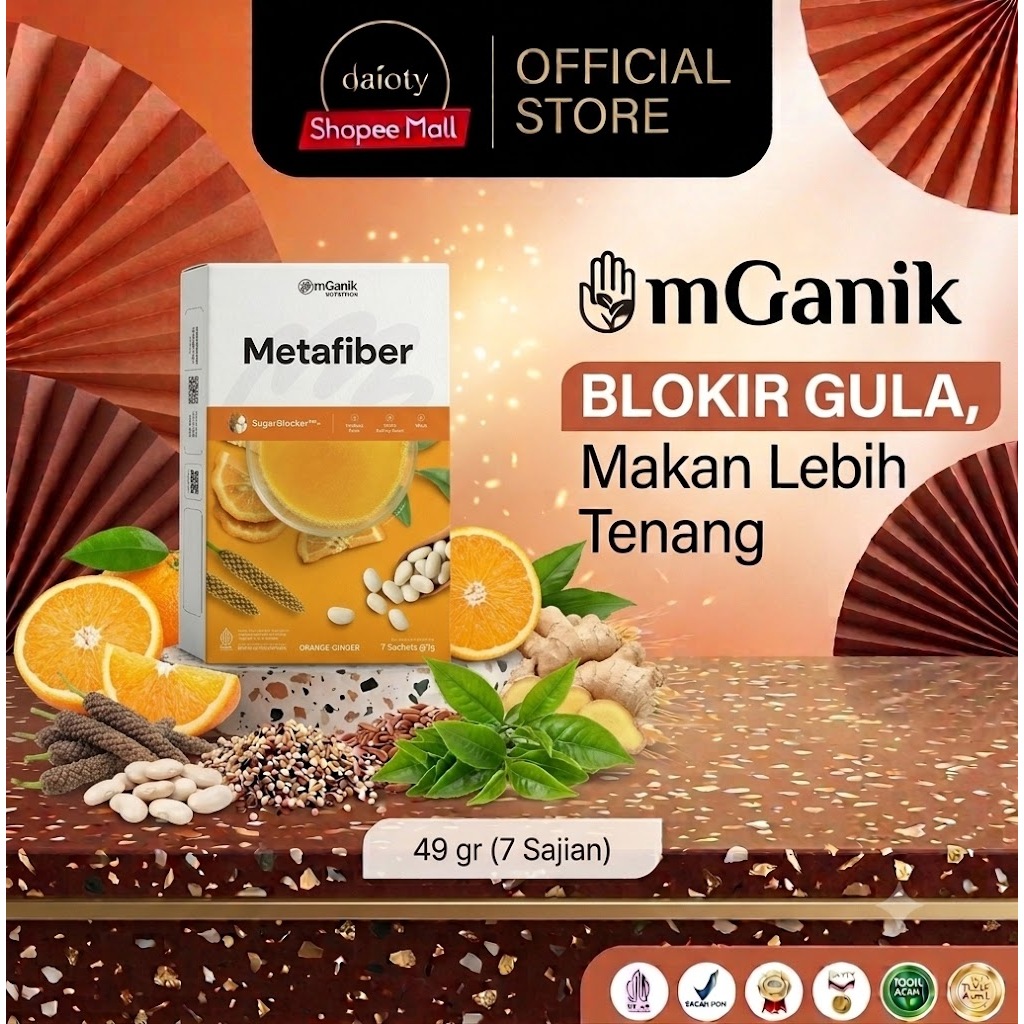 mGanik Metafiber 7 Sachet Original - Suplemen Serat Diabetes Herbal Alami