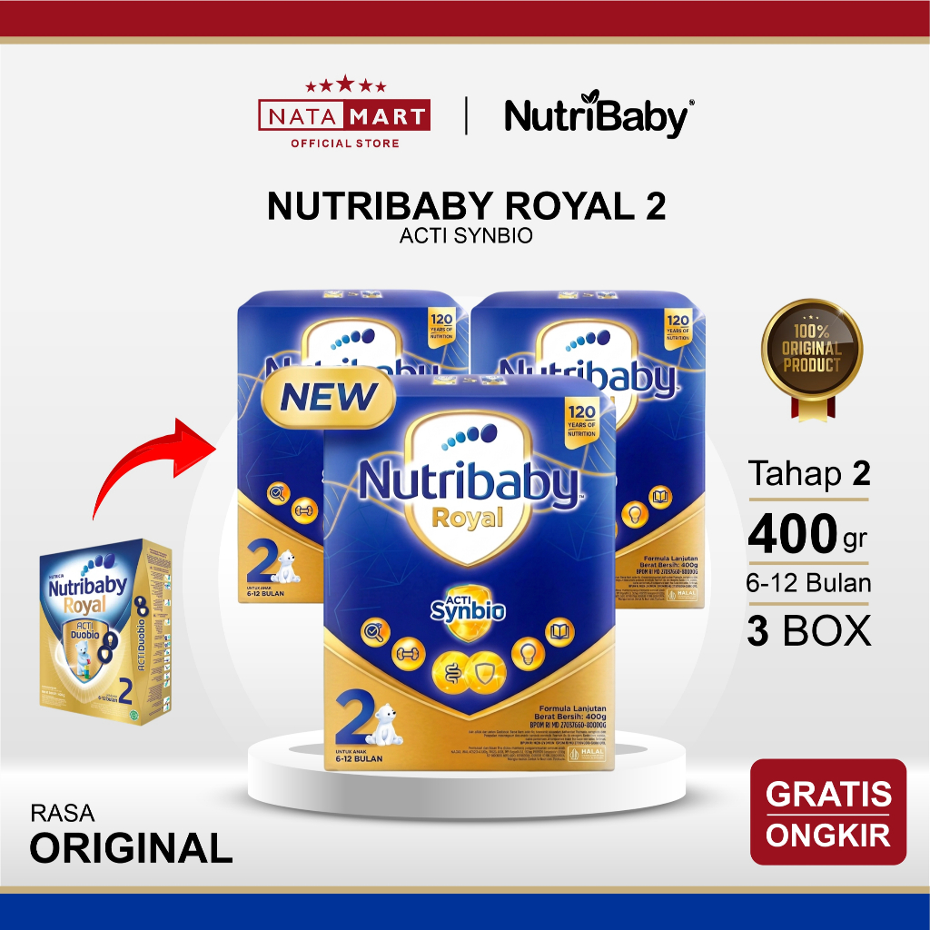 NUTRIBABY ROYAL 2 ACTI SYNBIO 6-12 BULAN 400G 3 BOX ORIGINAL