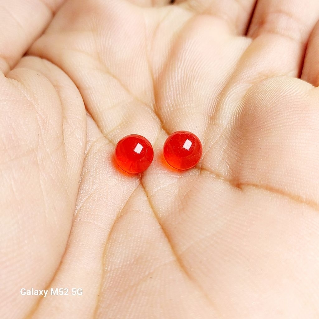 Sepasang batu merah dlima siam bulat mini