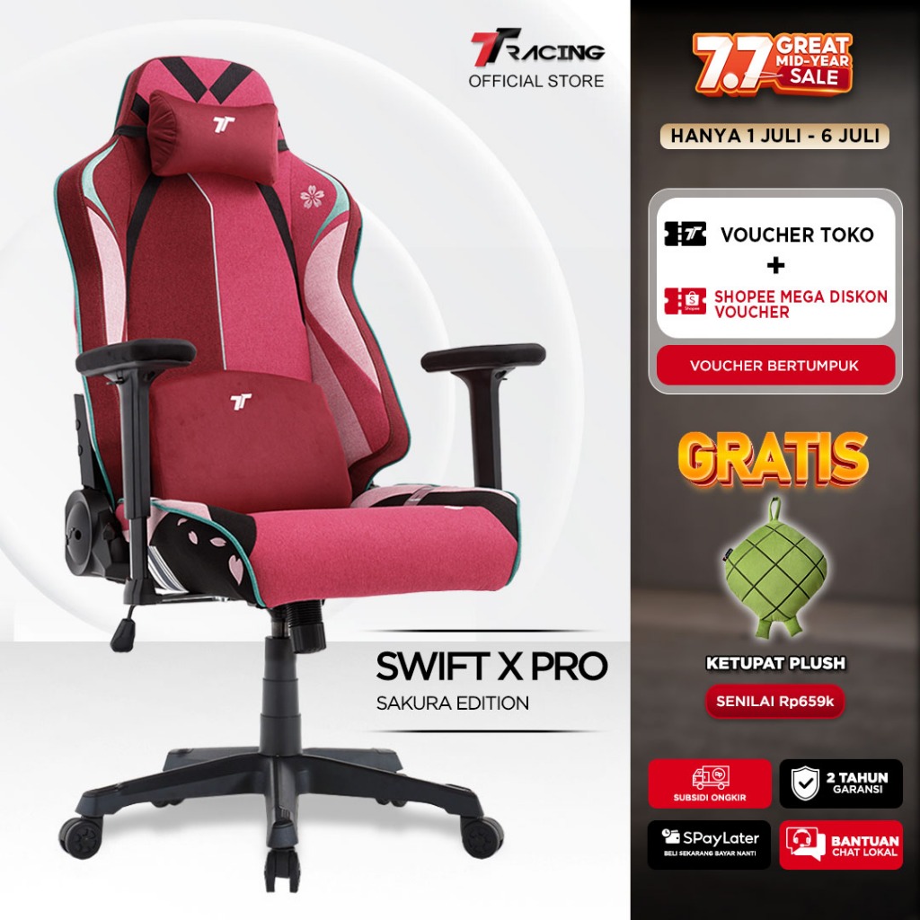 TTRacing Kursi Gaming Swift X Pro Koleksi Naruto - Sakura | Swift X Pro Gaming Chair [Garansi 2 Tahu