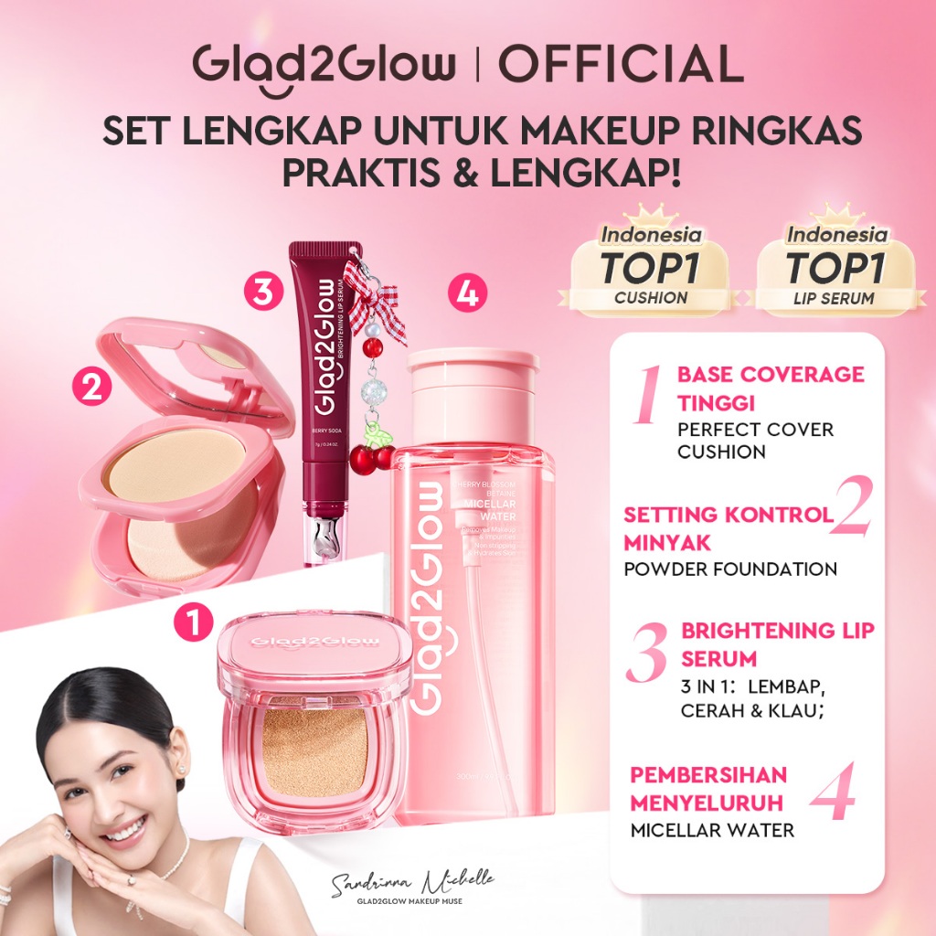 [Pekerja Kantor Wajib Punya] Glad2Glow Flawless Makeup Set: Perfect Cover Cushion+Perfect Blurring P