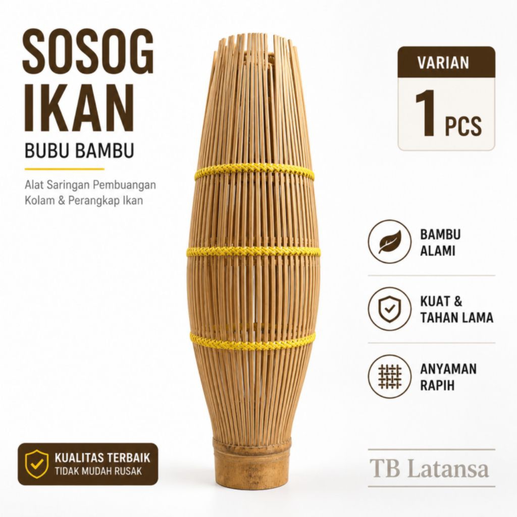 Bubu Sosog Bambu Alat Saringan Pembuangan Kolam / Bubu Bambu Lampu hias dekorasi Alat perangkap ikan
